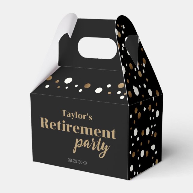 Black gold confetti Custom Retirement party favour Favor Box (Back Side)