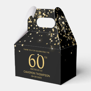 Black Gold Confetti  Elegant custom 60th birthday Favor Box