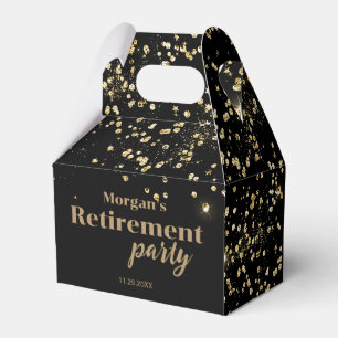 Black Gold confetti Retirement party Custom Favor Box