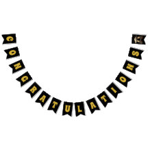 Black & Gold "Congratulations" Bunting Banner