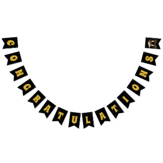 Black & Gold "Congratulations" Bunting Banner