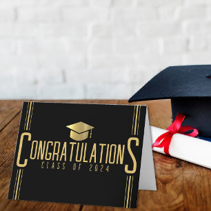 Black & Gold Congratulations Class Of Graduation Thank You Card