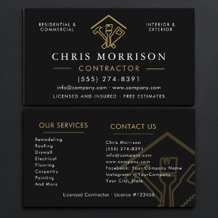 Black Gold Construction Contractor Business Card