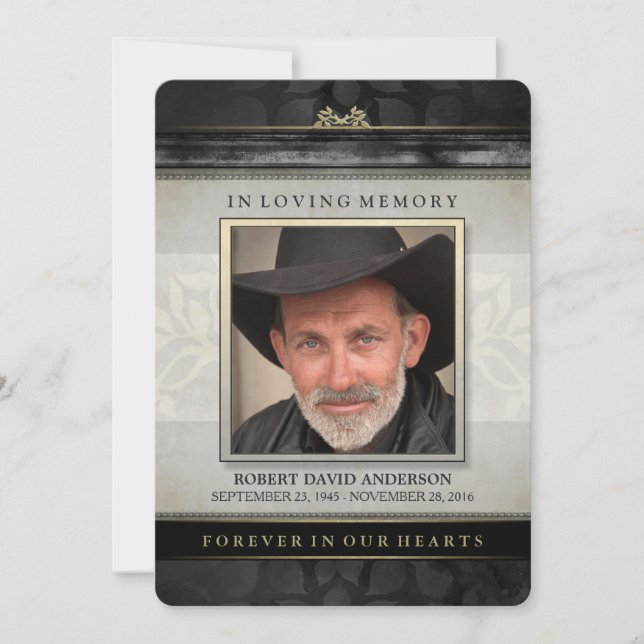 Black Gold Contemporary Sympathy Thank You Card (Front)