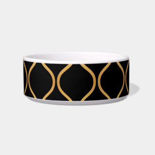 Black, gold, cool, trendy, retro abstract design bowl