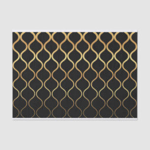 Black, gold, cool, trendy, retro abstract design tissue paper