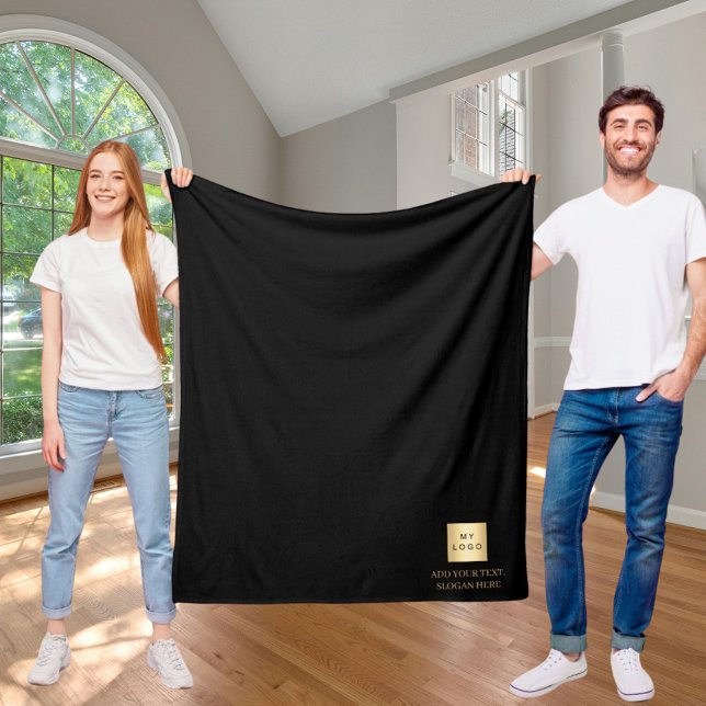 Black gold corporate logo luxury company  fleece blanket (Creator Uploaded)