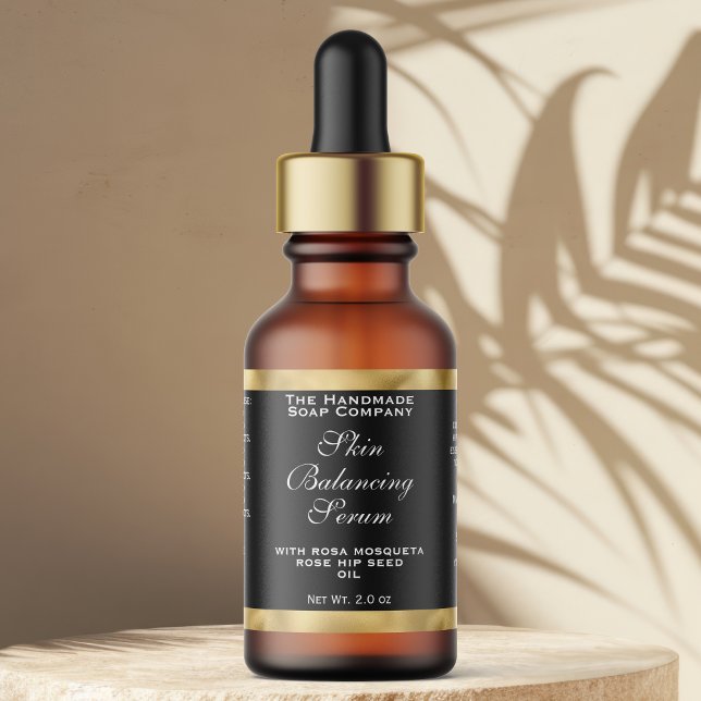 Black & Gold Cosmetics Small Dropper Bottle Label  (Creator Uploaded)