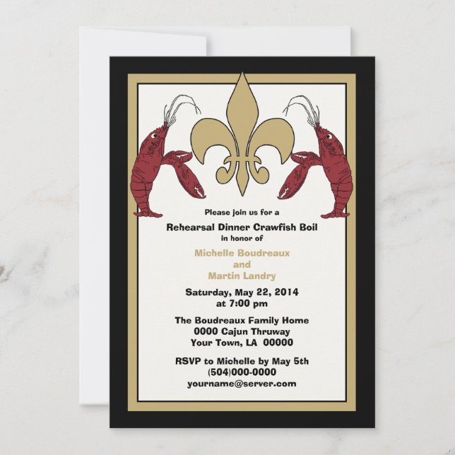 Black Gold Crawfish Boil Event II Invitations (Front)