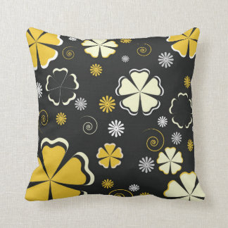 Black & Gold Cream Floral Pillow