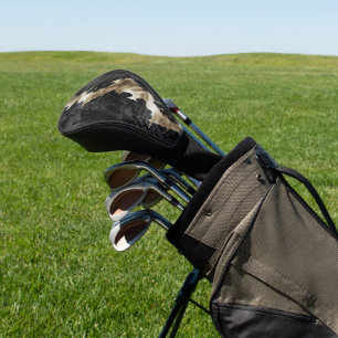 Black Gold Cream Western Cowhide Golf Head Cover