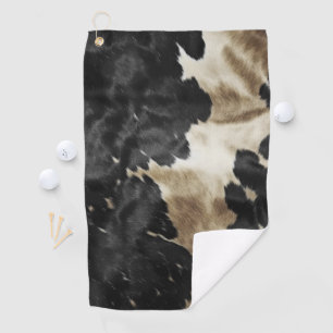 Black Gold Cream Western Cowhide Golf Towel