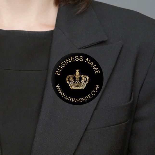 Black gold crown name website business 2 inch round button (Creator Uploaded)