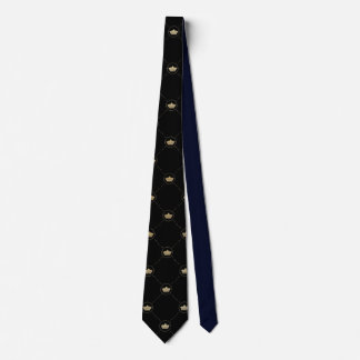 Black Gold Crown Pattern Neck Tie