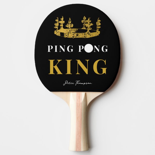 Black & Gold Crown Table Tennis King Personalized  Ping Pong Paddle (Front)