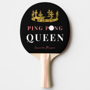 Black Gold Crown Table Tennis Queen Personalized  Ping Pong Paddle