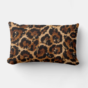 Black & Gold Crystal Tiger Pattern Lumbar Pillow