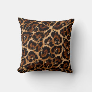Black & Gold Crystal Tiger Pattern Throw Pillow