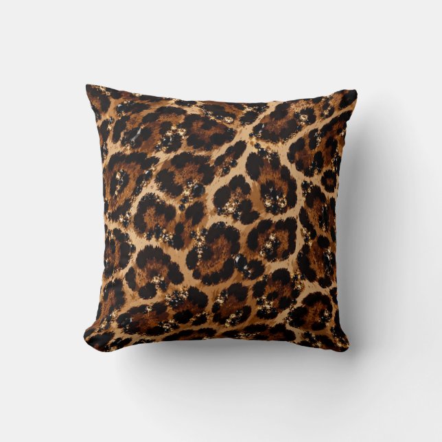 Black & Gold Crystal Tiger Pattern Throw Pillow (Front)