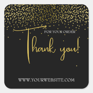Black & Gold Custom Business Thank You Squa Square Square Sticker