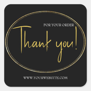Black & Gold Custom Business Thank You Square Square Sticker