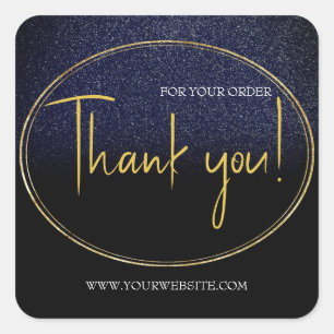 Black & Gold Custom Business Thank You  Square  Square Sticker