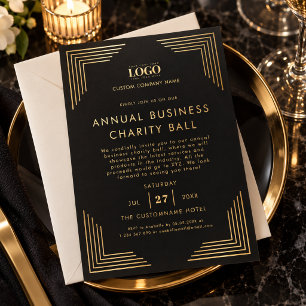 Black Gold Custom Logo Business Event Dinner Party Invitation