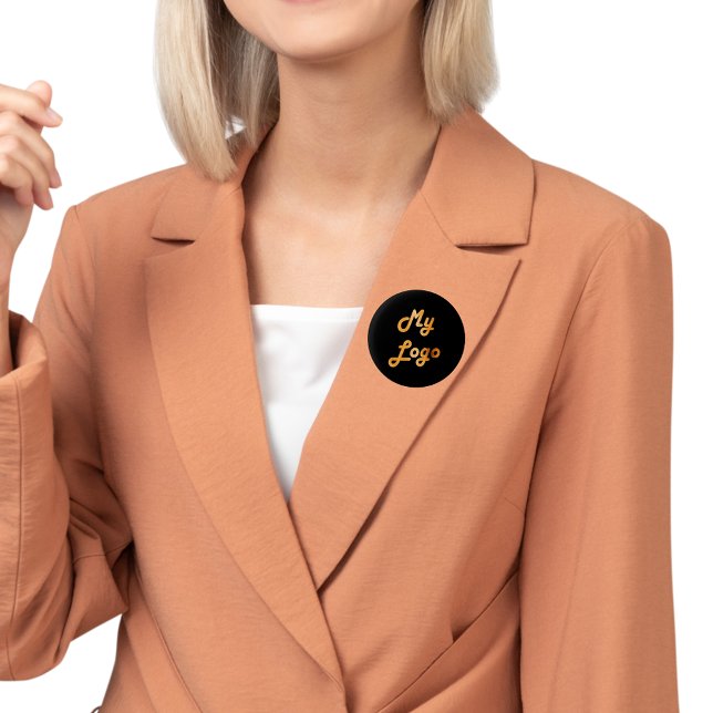 Black gold custom logo image business 2 inch round button (Creator Uploaded)