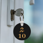 Black gold custom logo rental unit keychain<br><div class="desc">Add your own business logo,  and a number.  Black coloured background.</div>