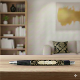 Black Gold Custom Name Dark Academia Pen