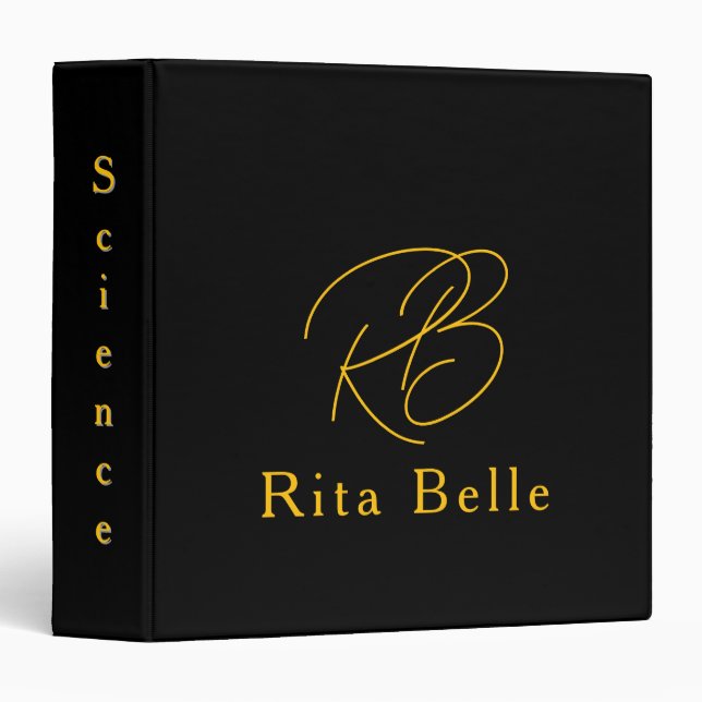 Black Gold Custom Name Elegant Binder (Front/Spine)