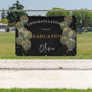 Black & Gold Custom Party Personalized Graduation Banner