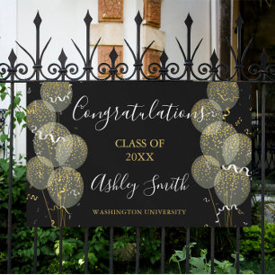 Black & Gold Custom Party Personalized Graduation Banner