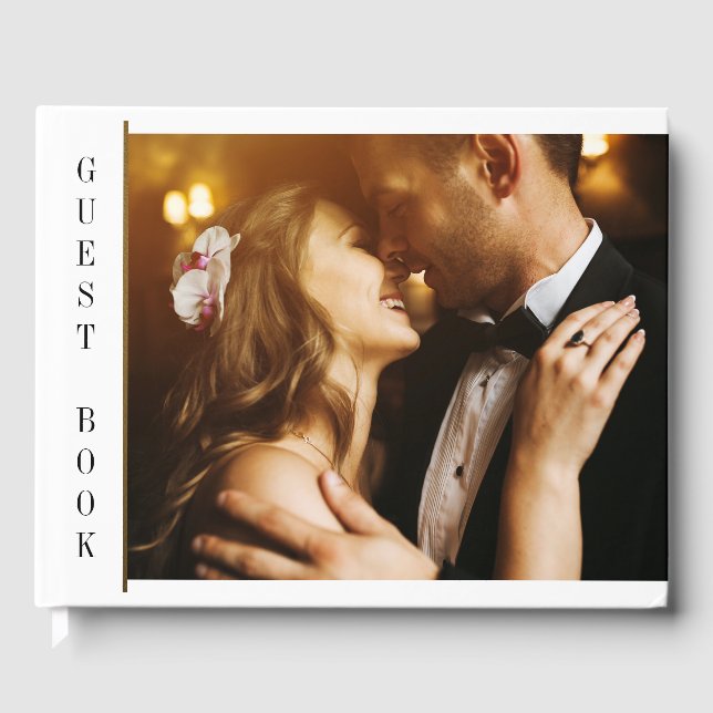 Black & Gold | Custom Photo Wedding Guest Book (Front)