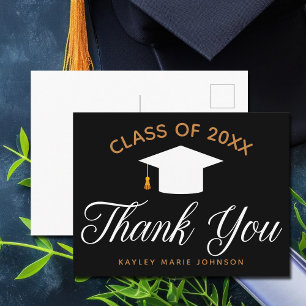 Black Gold Customized Graduation Thank You Postcard