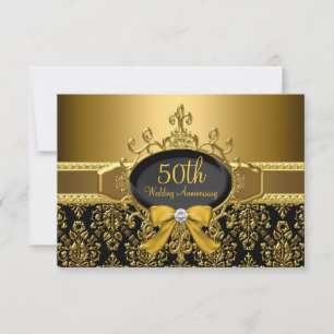 Black & Gold Damask 50e anniversaire RSVP
