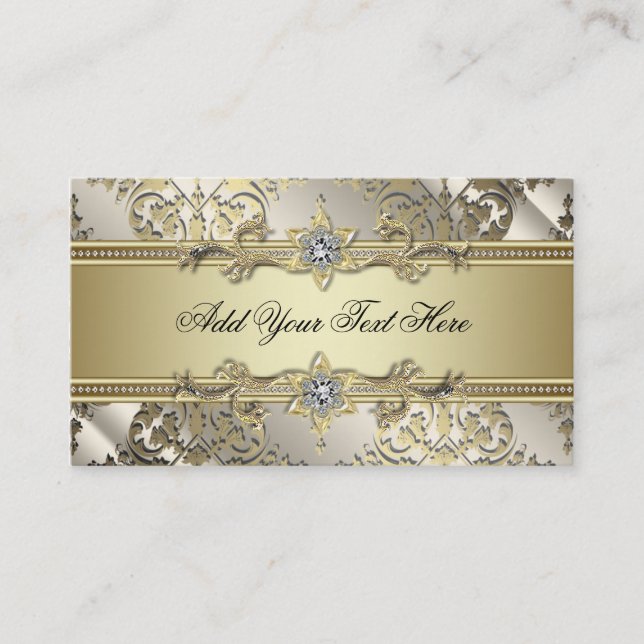 Black Gold Damask Business Cards (Front)