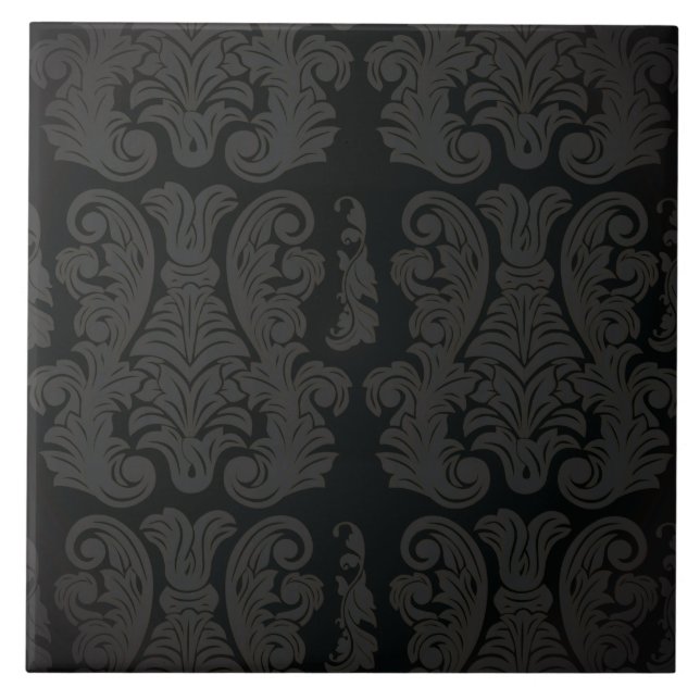 Black gold Damask Classy Royal Style Tile (Front)