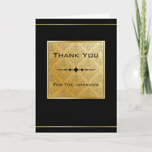 Black & Gold Damask Interview Thank You Card