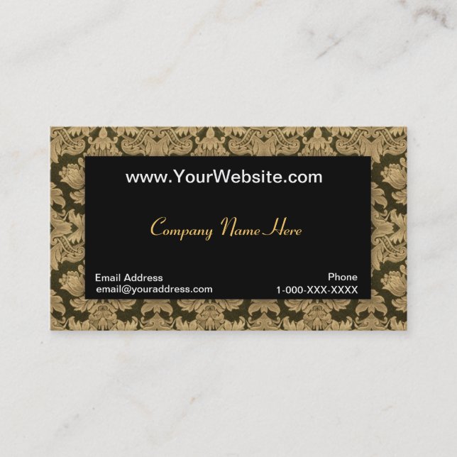 Black Gold Damask Profile Card (Front)