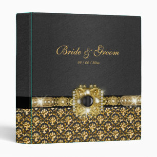 Black gold damask wedding binder