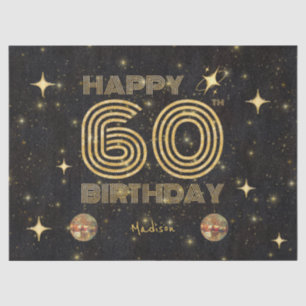 Black Gold Dancing Disco Ball 60tht Happy Birthday Tissue Paper