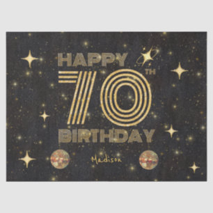 Black Gold Dancing Disco Ball 70tht Happy Birthday Tissue Paper