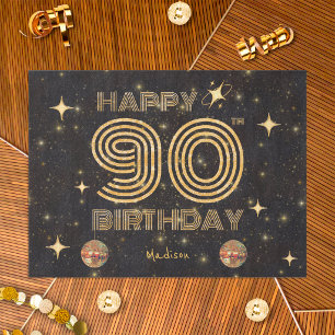 Black Gold Dancing Disco Ball 90tht Happy Birthday Tissue Paper