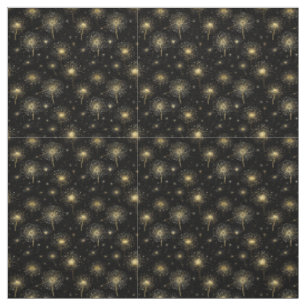 Black Gold Dandelion Sparkle Luxury Elegance Fabric