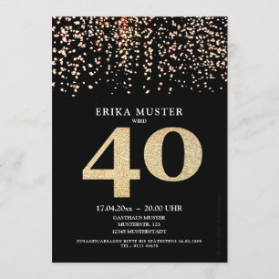 Black Gold Design Invitations 40th Birthday