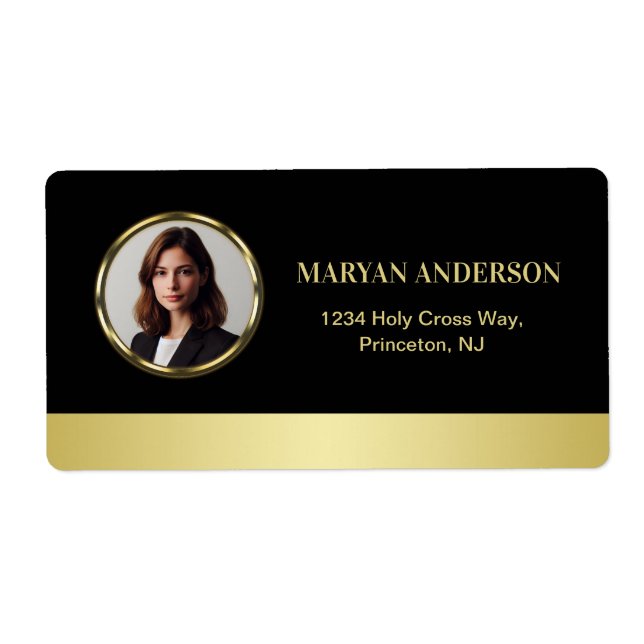Black & gold design, Logo or Photo in gold circle, (Front)