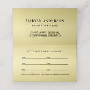 Black & gold design, Logo or Photo in gold circle, Appointment Card