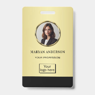Black & gold design, Logo or Photo in gold circle, Badge