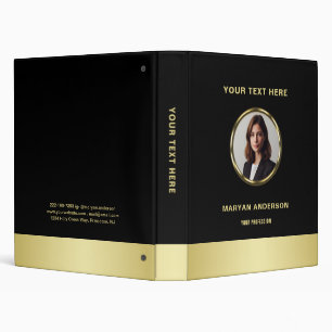 Black & gold design, Logo or Photo in gold circle, Binder